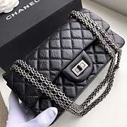 Chanel Elephant Pattern Black Flap Bag Silver Hardware Size 25 cm - 6