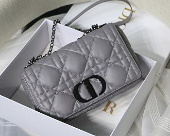 Dior Caro Black Hardware in Grey 25x 15.5x 8 cm