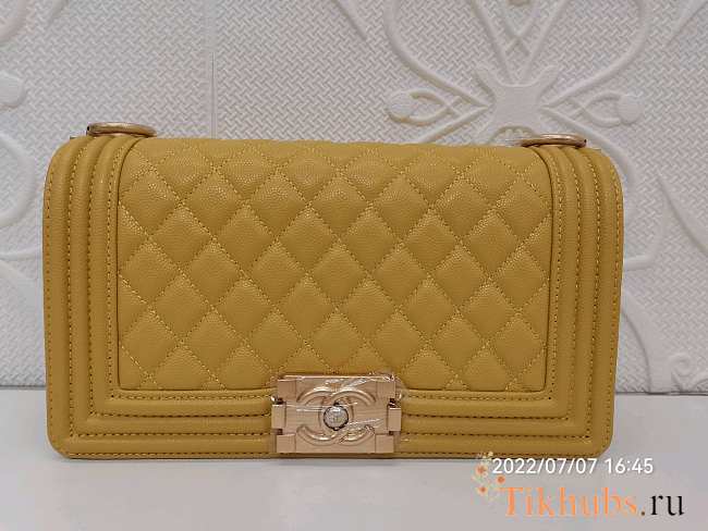 Chanel Leboy Grain Calfskin Yellow 01 67086 Size 25 cm - 1