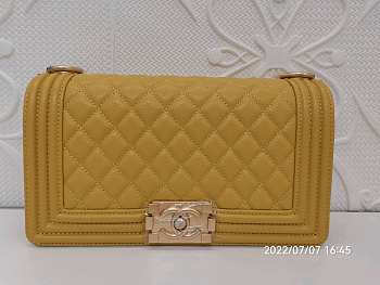 Chanel Leboy Grain Calfskin Yellow 01 67086 Size 25 cm