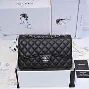 Modishbags Flap Bag Caviar in Black 30cm with Silver Hardware - 1