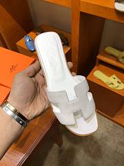 Hermes White Slippers  - 5