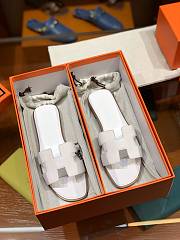 Hermes White Slippers  - 3