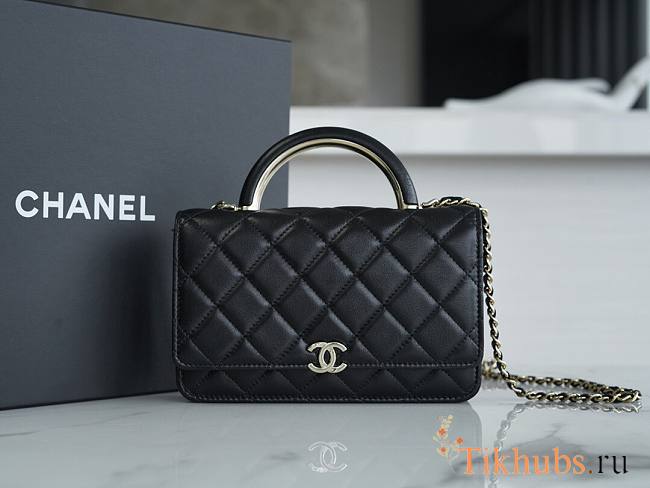 Chanel Handle WOC Black Silver Hardware 19.2x12.3x3.5cm - 1