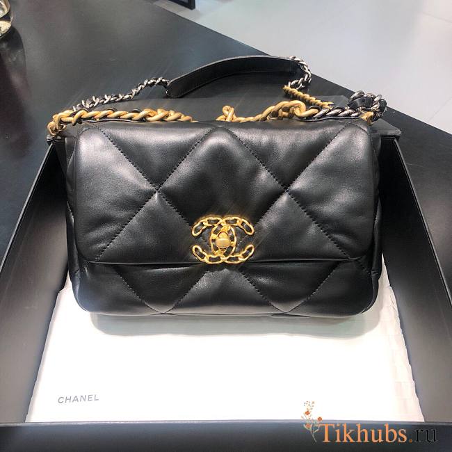 Chanel 19 Flap Bag Black Gold Hardware 26cm - 1