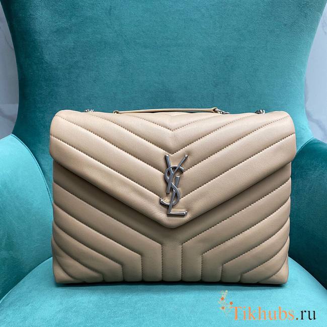 YSL Loulou Beige Silver Hardware 31x10x23cm - 1