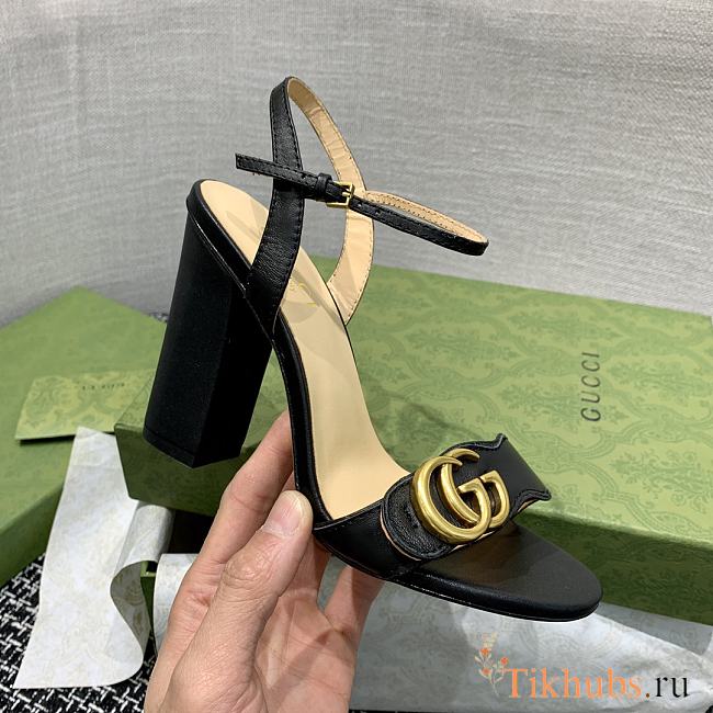 Gucci Black Leather Sandal 10cm - 1