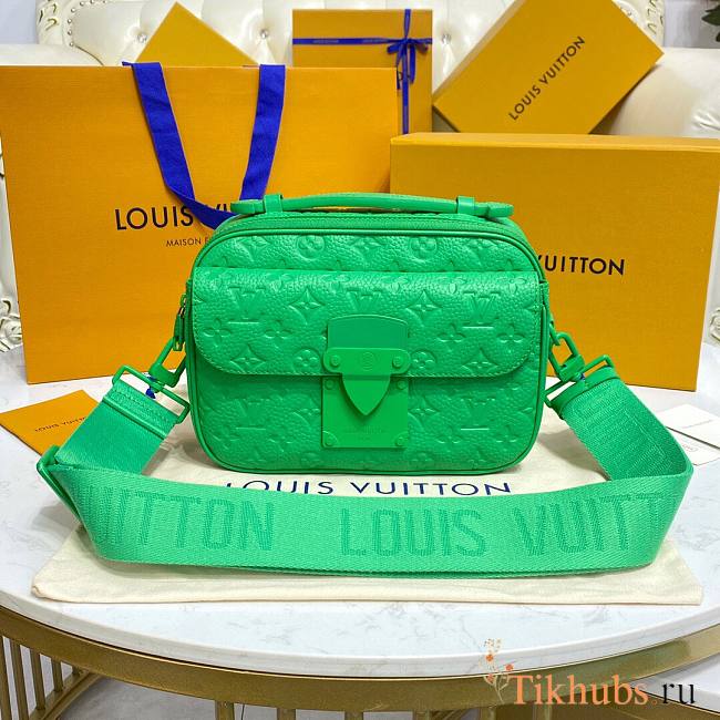 LV S Lock Messenger Green Bag 22x18x8cm - 1