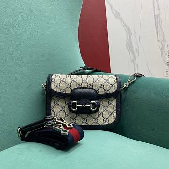 Gucci 1955 Horsebit Blue Shoulder Bag Size 20.5 x 5 x 15 cm