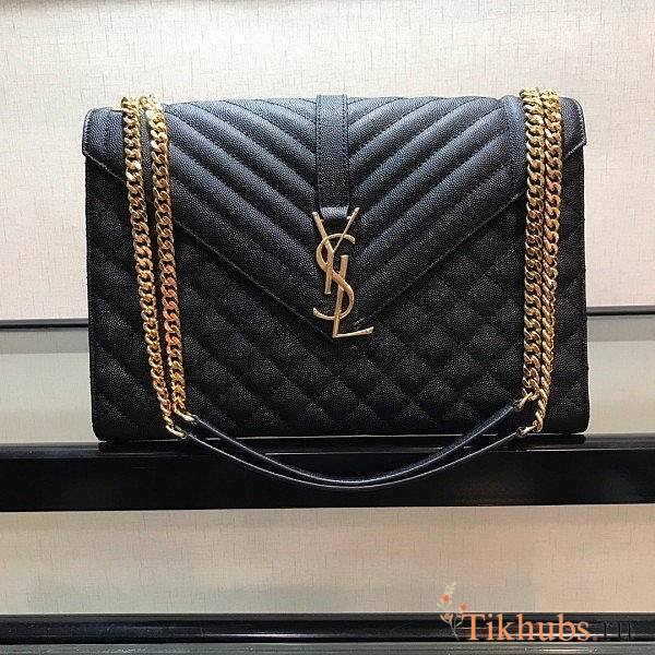 YSL Envelope Large Black Cavier Gold Hardware 31x21x8cm - 1