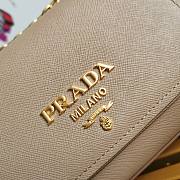 Prada Saffiano Leather Shoulder Bag Beige 22x14x6.5cm - 2