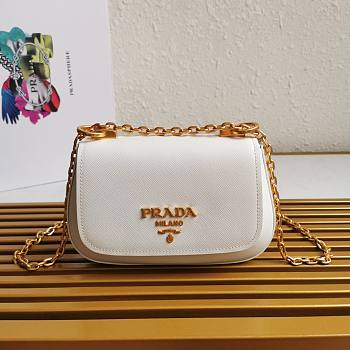 Prada Saffiano Leather Shoulder Bag White 22x14x6.5cm