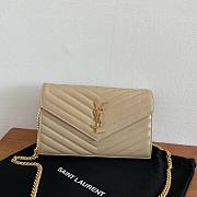 YSL Envelope Chain Wallet Beige Gold Hardware 22.5x14x4cm - 1