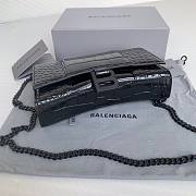 Balenciaga Hourglass XS Black Crocodile Embossed 19x12x5cm - 5