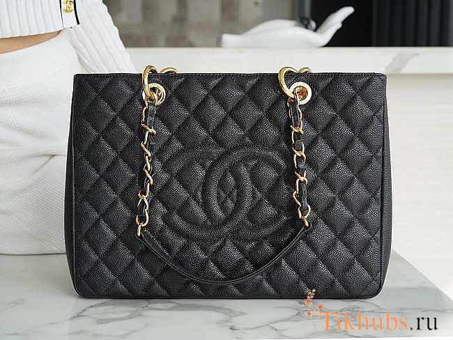 Chanel Shopping Bag Cavier Black Gold Hardware 33cm - 1