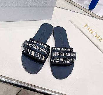 Christian Dior Dway Blue Rubber Logo Slide