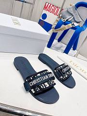 Christian Dior Dway Blue Rubber Logo Slide - 2