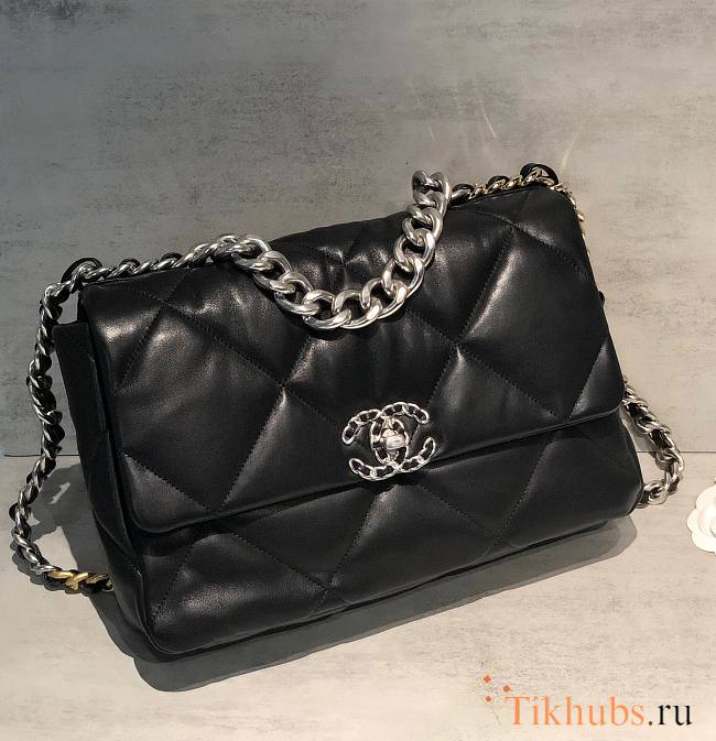 Chanel 19 Flap Bag 30cm Black Silver Hardware - 1