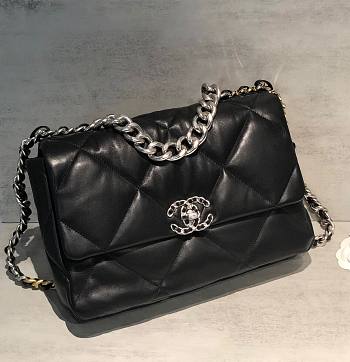 Chanel 19 Flap Bag 30cm Black Silver Hardware