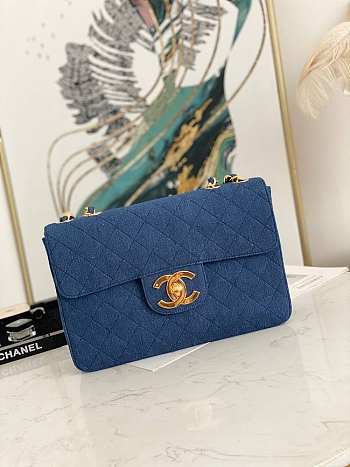 Chanel Flap Bag Denim 24k Gold Hardware Large Bag 30x21x8cm