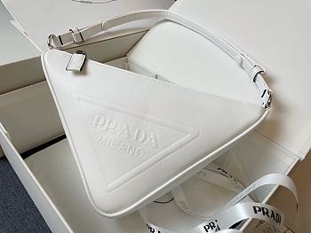 Prada Triangle Leather Pouch White 26x14x5cm