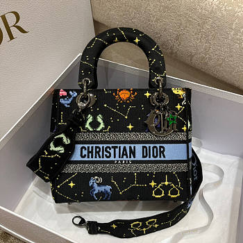 Dior Lady D-lite Black Pixel Zodiac 24x20x11cm