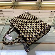 Prada Large Symbole Jacquard Fabric Handbag Black Beige 39x31x11cm - 4