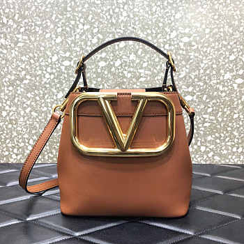 Valentino VLogo Signature Brown Bucket Bag 20x19x12cm