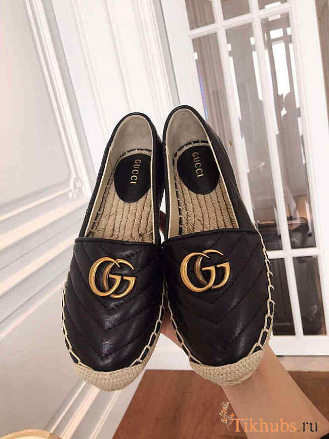 Gucci Leather Espadrille Double G Black - 1