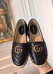 Gucci Leather Espadrille Double G Black - 6