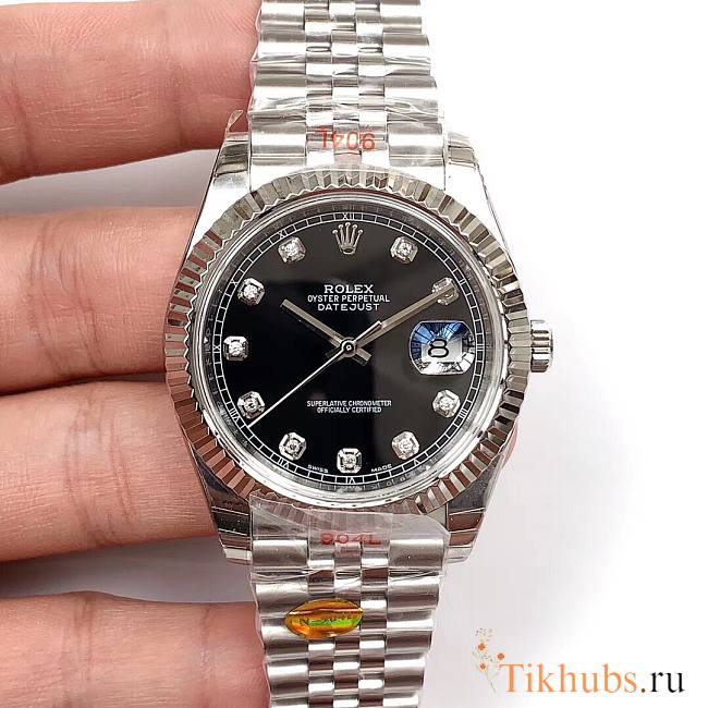 Rolex Datejust Stainless Steel Bracelet Jet Black Dial - 1