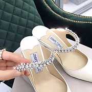 Jimmy Choo White Patent Leather Crystal Strap 6.5cm - 6