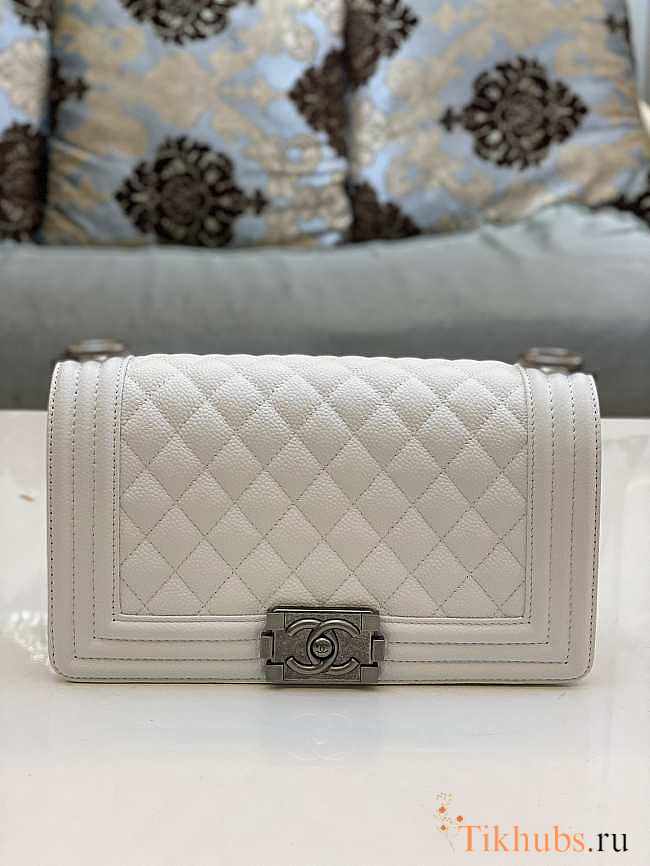 Chanel Leboy Caviar White Silver 25x15x9cm - 1