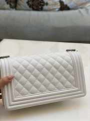 Chanel Leboy Caviar White Silver 25x15x9cm - 5