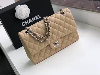 Chanel Flap Bag Lambskin Beige Silver 25cm