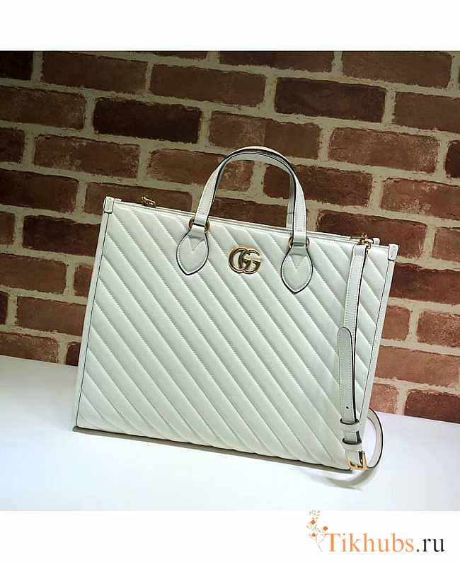 Gucci GG Marmont Medium Tote Bag White 35x28x14cm - 1