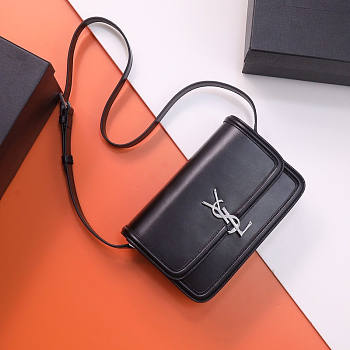 YSL Solferino Medium Leather Crossbody Bag Black 23x16x6cm