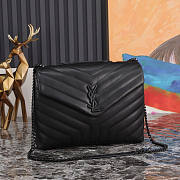 YSL LouLou Quilted Shoulder Bag Black 31x22x11cm - 1