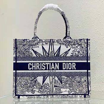 Dior Medium Book Tote White and Blue Rêve D'Infini Embroidery 36 x 27.5 x 16.5 cm