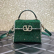 Valentino Vsling Mini Handbag with Sparkling Embroidery Green 19x13x9cm - 1