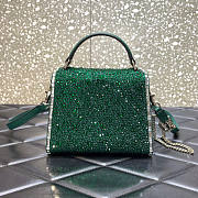 Valentino Vsling Mini Handbag with Sparkling Embroidery Green 19x13x9cm - 3