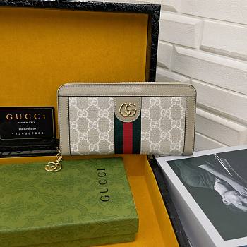 Gucci Ophidia GG Zip Around Wallet Beige 19x10x2.5cm