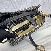 Dior Saddle With Strap Blue Oblique Jacquard 25.5x20x6.5cm - 4