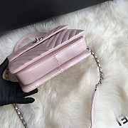 Chanel Top Handle Trendy Chevron Light Pink With Silver 25x17x12cm - 5