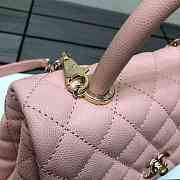 Chanel Medium Flap Bag With Top Handle Caviar Gold Pink 14x23x10cm - 3