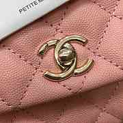 Chanel Medium Flap Bag With Top Handle Caviar Gold Pink 14x23x10cm - 5