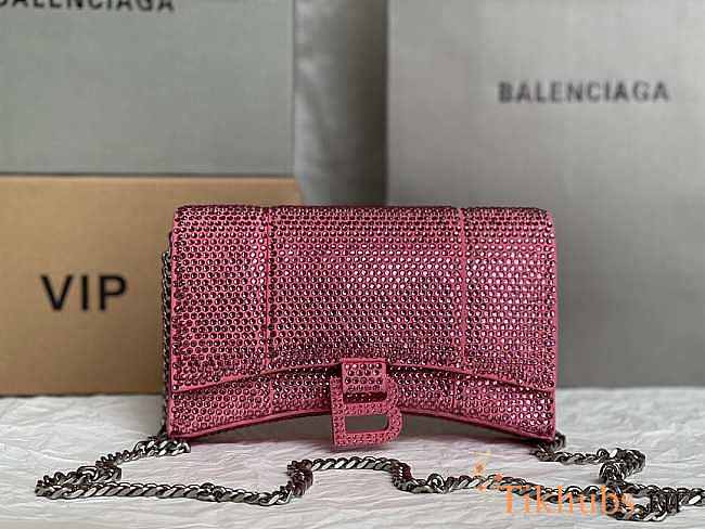 Balenciaga Hourglass Wallet On Chain In Pink 19x12x5cm - 1