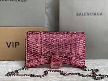 Balenciaga Hourglass Wallet On Chain In Pink 19x12x5cm