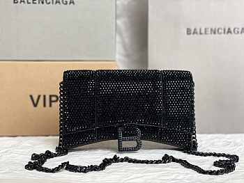 Balenciaga Hourglass Wallet On Chain In Black 19x12x5cm