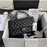 Chanel Flap Bag Black Lambskin Silver Hardware Size 25 cm - 1